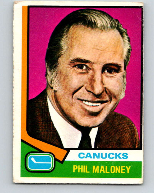 1974-75 O-Pee-Chee #104 Phil Maloney CO  RC Rookie Canucks  V4441