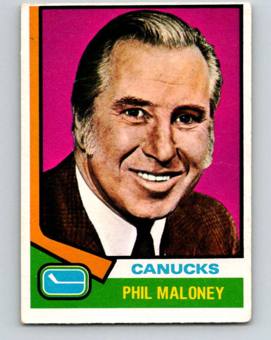 1974-75 O-Pee-Chee #104 Phil Maloney CO  RC Rookie Canucks  V4443