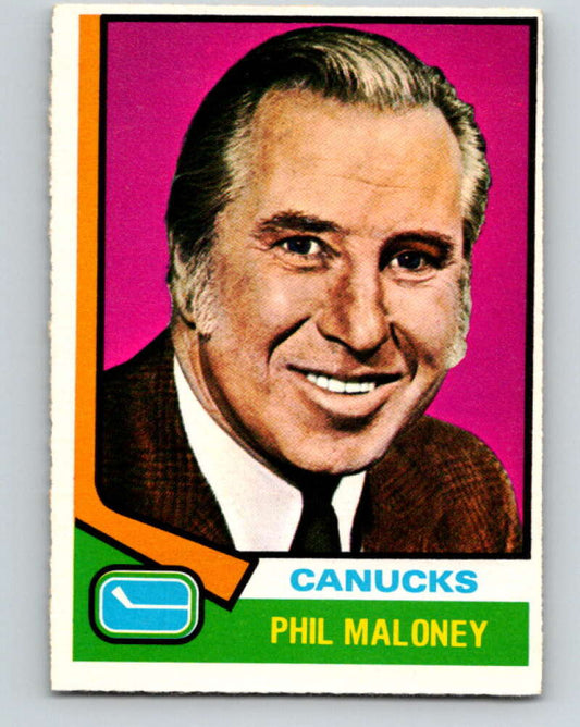 1974-75 O-Pee-Chee #104 Phil Maloney CO  RC Rookie Canucks  V4444