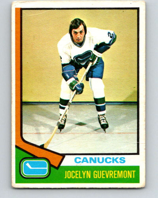 1974-75 O-Pee-Chee #122 Jocelyn Guevremont  Vancouver Canucks  V4505