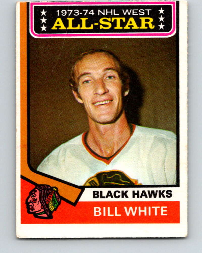 1974-75 O-Pee-Chee #136 Bill White AS Chicago Blackhawks V4535