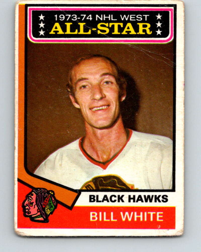 1974-75 O-Pee-Chee #136 Bill White AS Chicago Blackhawks V4536