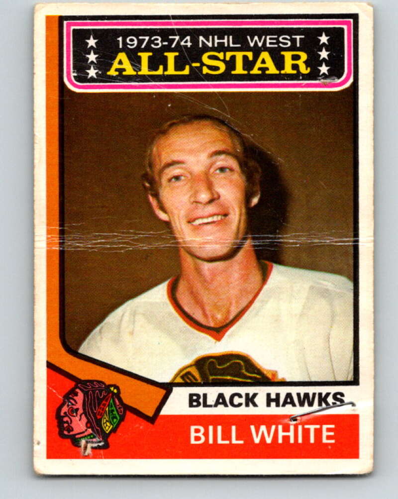 1974-75 O-Pee-Chee #136 Bill White AS Chicago Blackhawks V4539