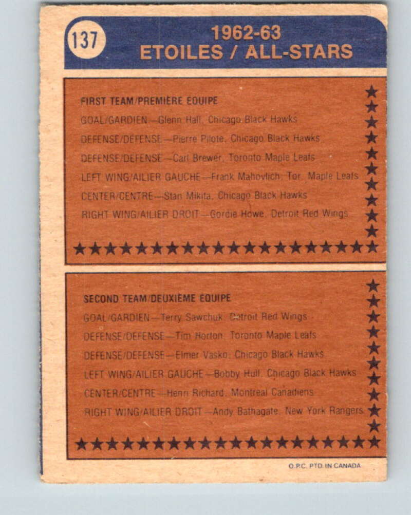 1974-75 O-Pee-Chee #137 Dave Burrows AS Pittsburgh Penguins V4540