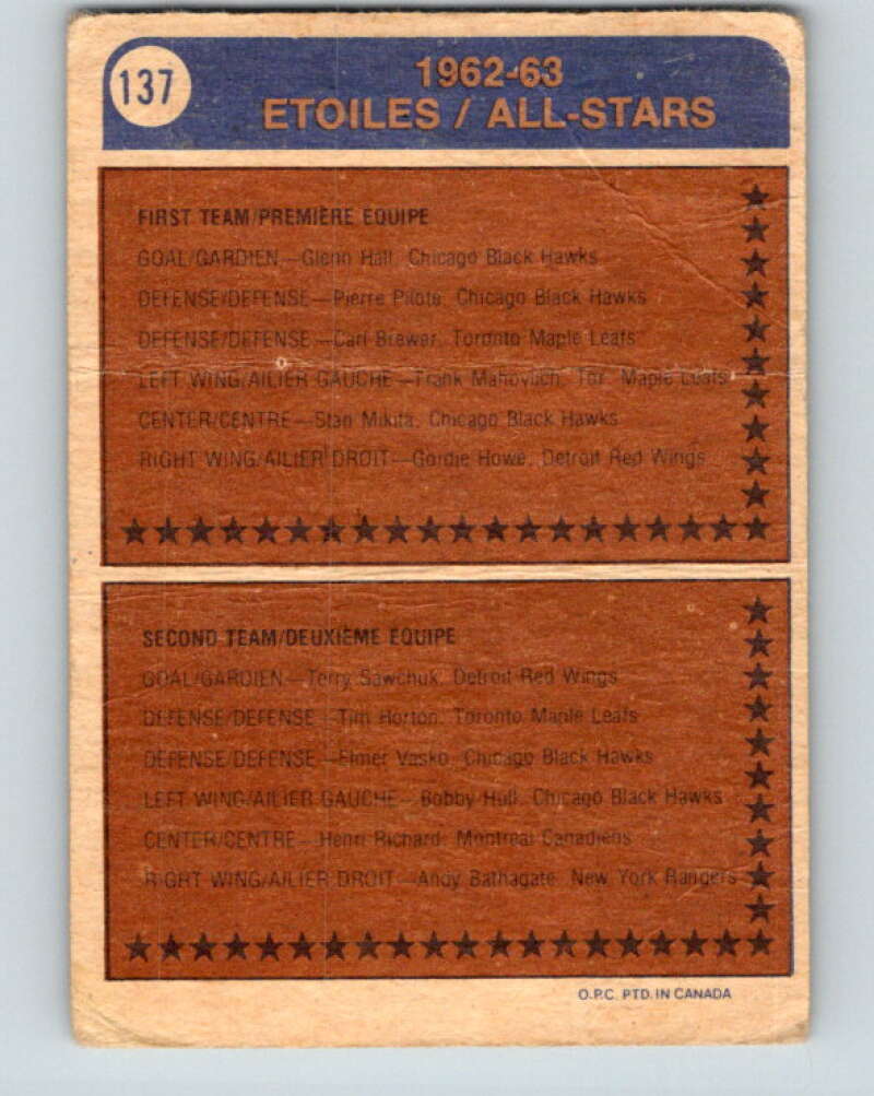 1974-75 O-Pee-Chee #137 Dave Burrows AS Pittsburgh Penguins V4541