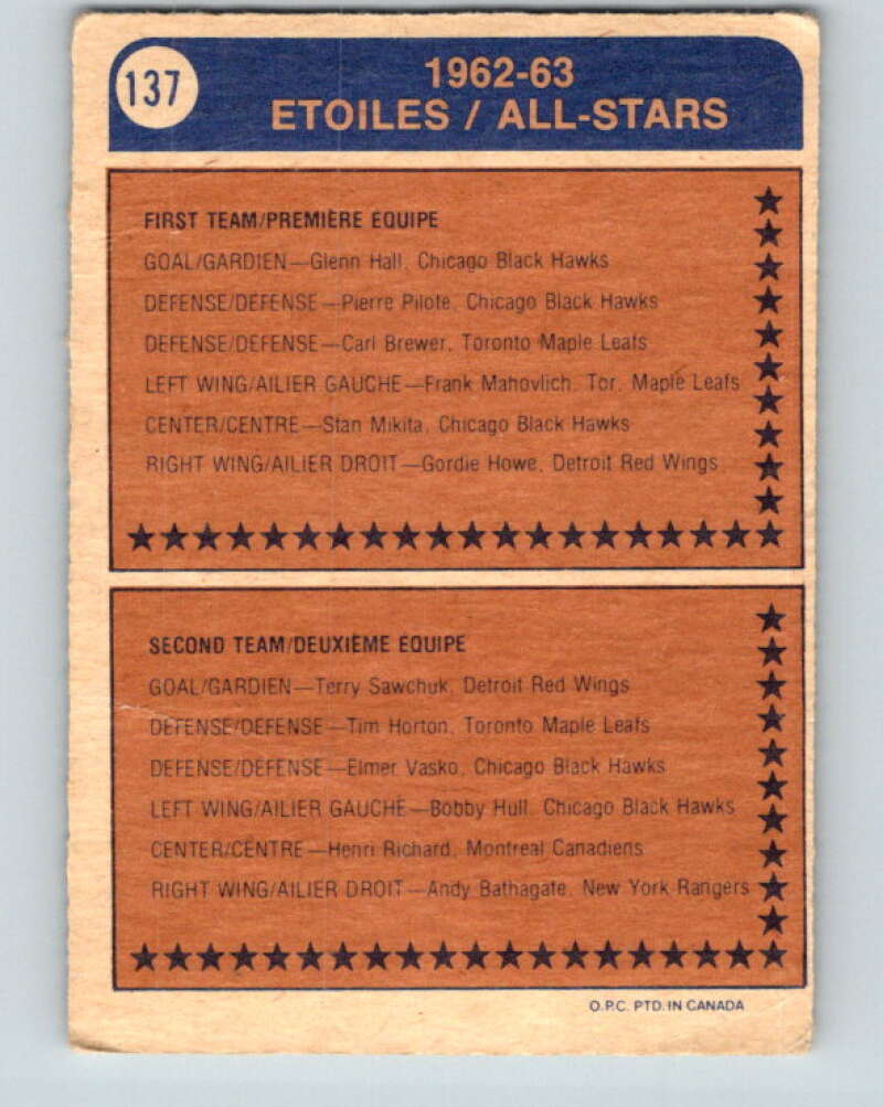1974-75 O-Pee-Chee #137 Dave Burrows AS Pittsburgh Penguins V4543