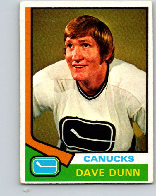 1974-75 O-Pee-Chee #152 Dave Dunn  RC Rookie Vancouver Canucks  V4568