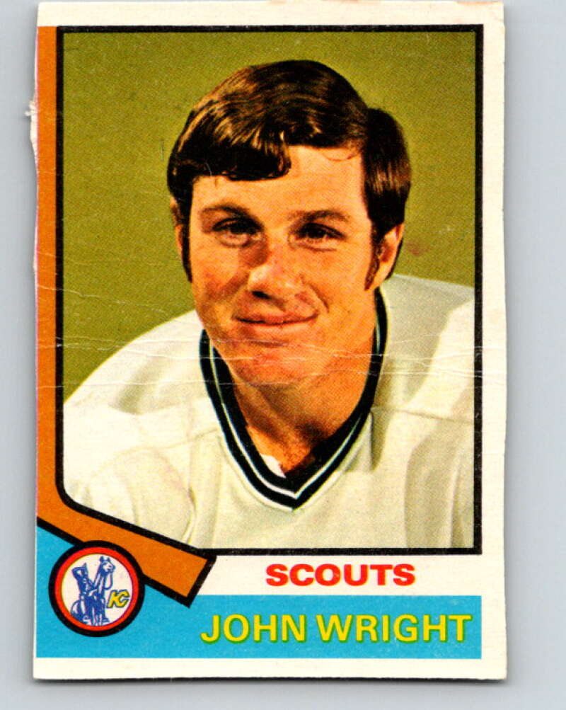 1974-75 O-Pee-Chee #156 John Wright RC Rookie Kansas City Scouts V4583