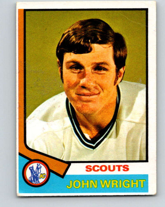 1974-75 O-Pee-Chee #156 John Wright  RC Rookie Kansas City Scouts  V4584