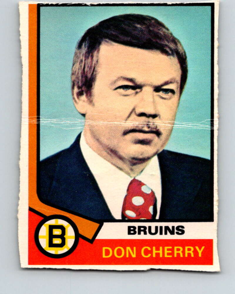 1974-75 O-Pee-Chee #161 Don Cherry CO RC Rookie Boston Bruins V4596