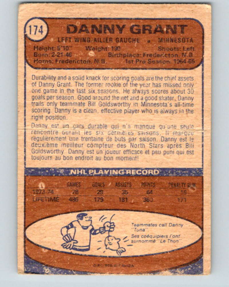 1974-75 O-Pee-Chee #174 Danny Grant Minnesota North Stars V4630