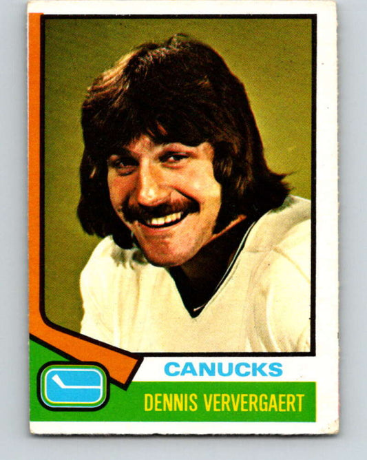 1974-75 O-Pee-Chee #207 Dennis Ververgaert  RC Rookie Vancouver Canucks  V4723