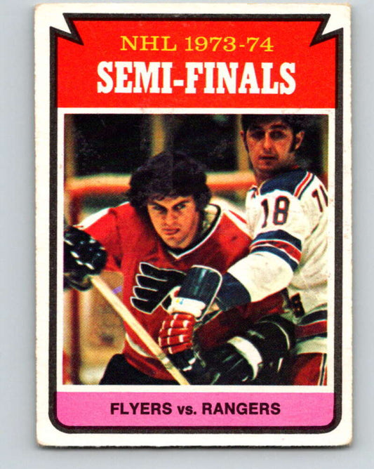 1974-75 O-Pee-Chee #213 Semifinals Flyers over Rangers  Philadelphia Flyers  V4745