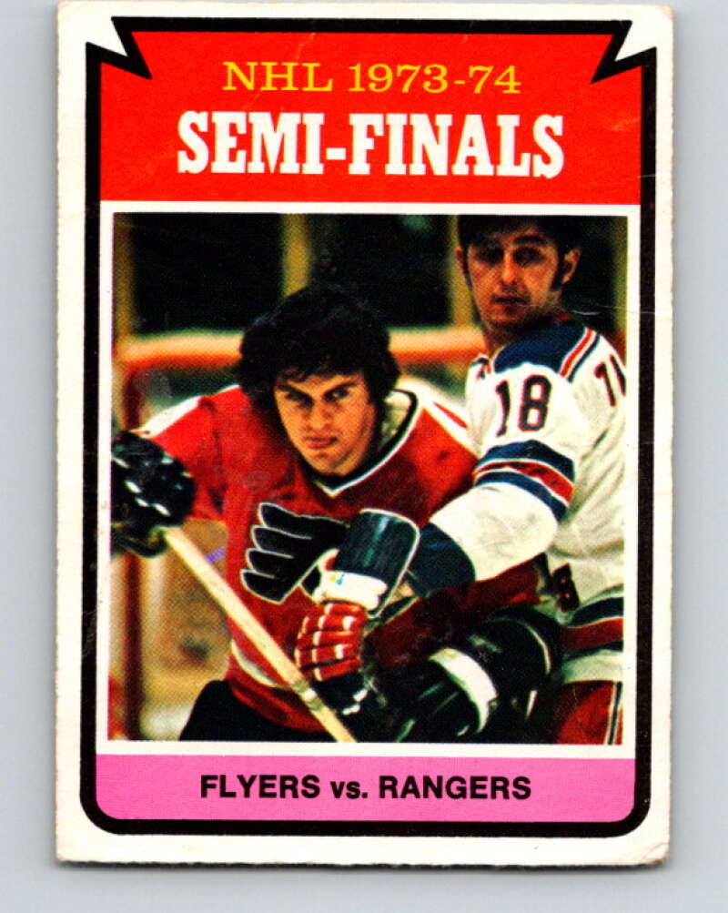 1974-75 O-Pee-Chee #213 Semifinals Flyers over Rangers Philadelphia Flyers V4746