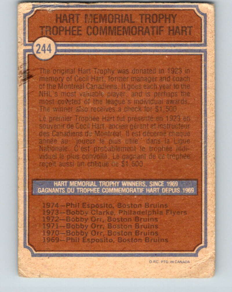 1974-75 O-Pee-Chee #244 Phil Esposito Boston Bruins V4837