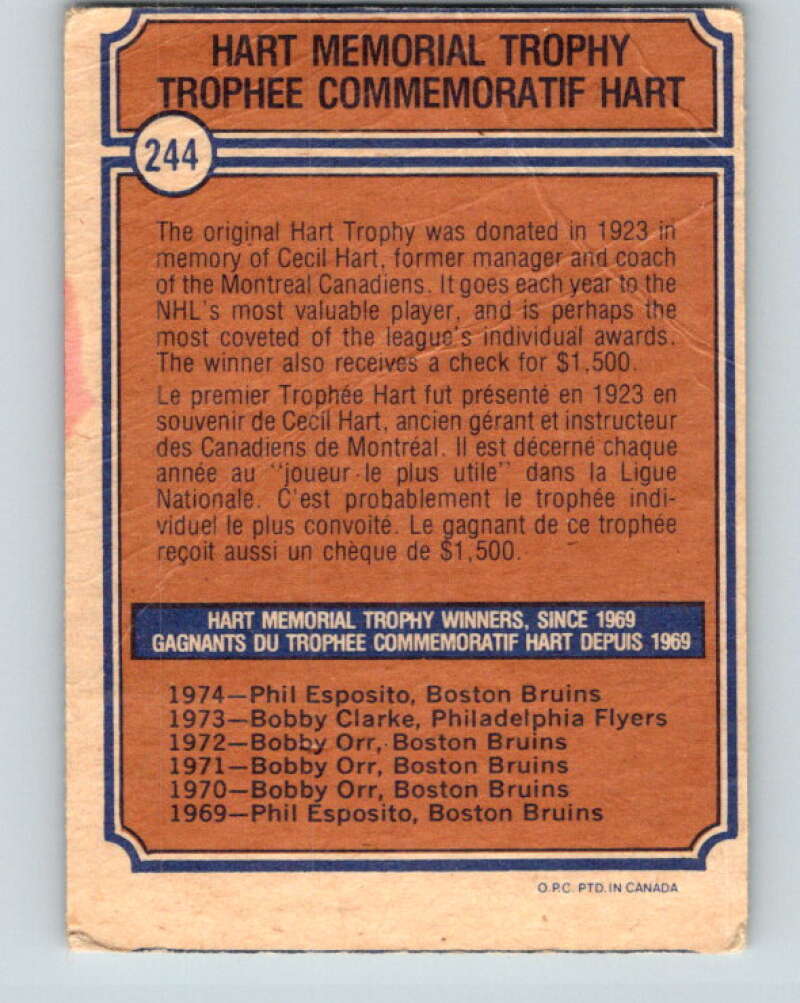 1974-75 O-Pee-Chee #244 Phil Esposito Boston Bruins V4840