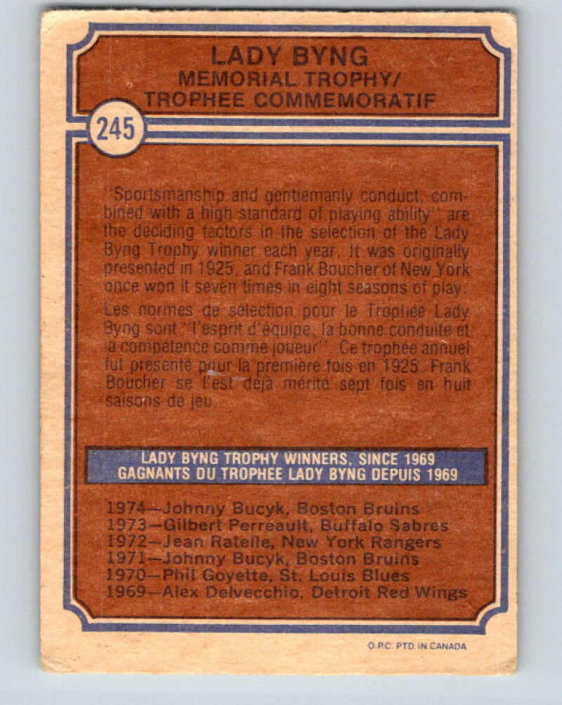 1974-75 O-Pee-Chee #245 Johnny Bucyk Boston Bruins V4841