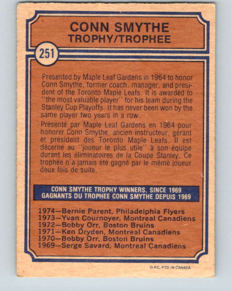 1974-75 O-Pee-Chee #251 Bernie Parent Philadelphia Flyers V4849