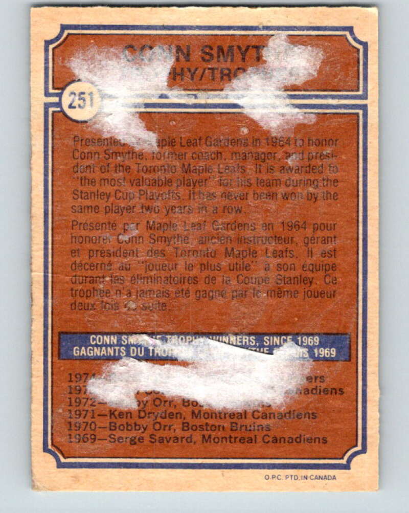 1974-75 O-Pee-Chee #251 Bernie Parent Philadelphia Flyers V4851