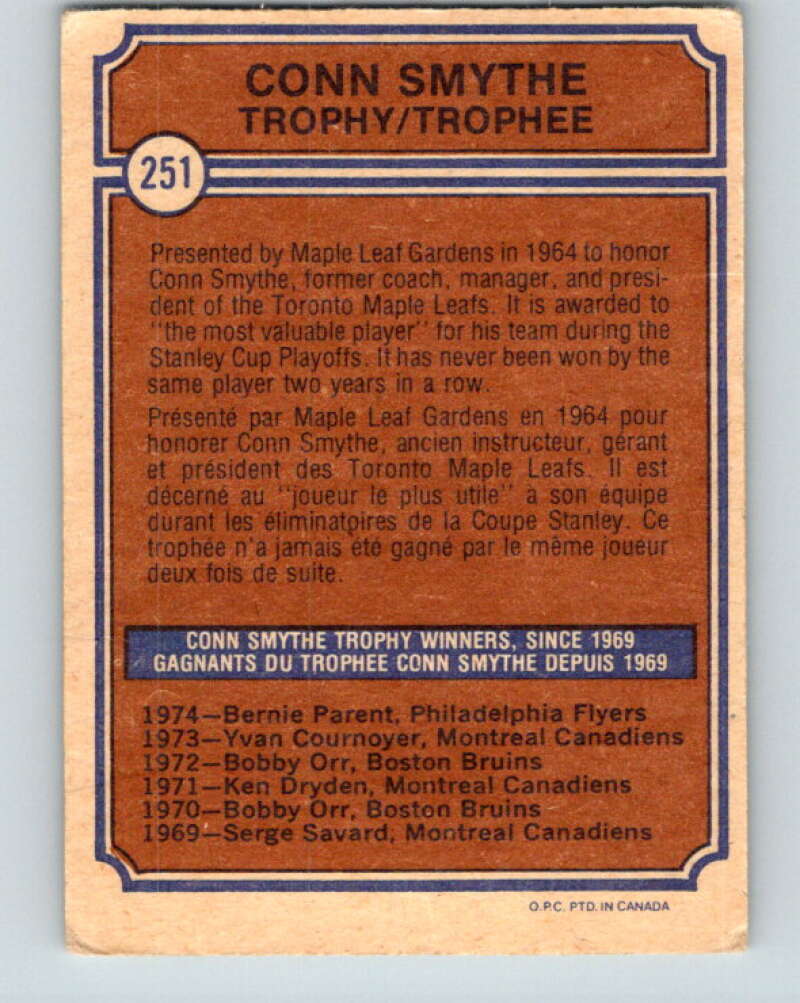 1974-75 O-Pee-Chee #251 Bernie Parent Philadelphia Flyers V4852