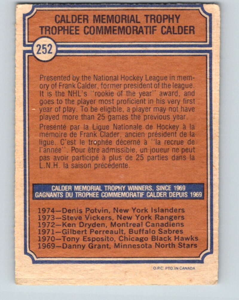 1974-75 O-Pee-Chee #252 Denis Potvin New York Islanders V4855
