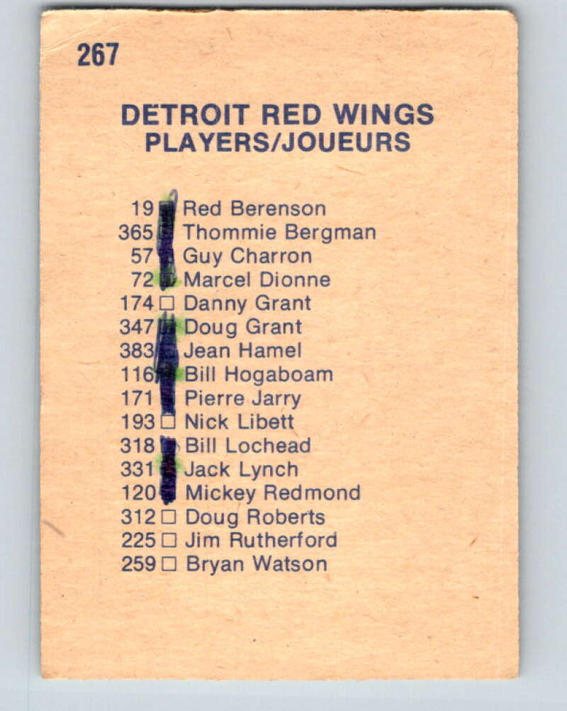 1974-75 O-Pee-Chee #267 Detroit Red Wings TC Detroit Red Wings V4885