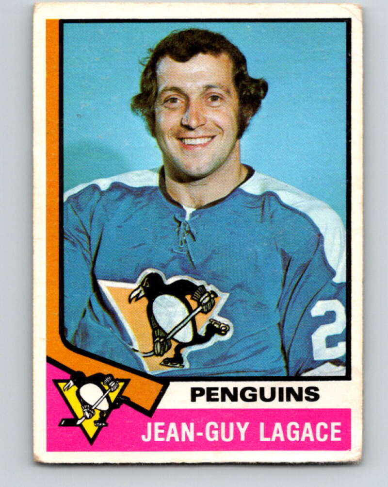 1974-75 O-Pee-Chee #299 Jean-Guy Lagace RC Rookie Pittsburgh Penguins V4951