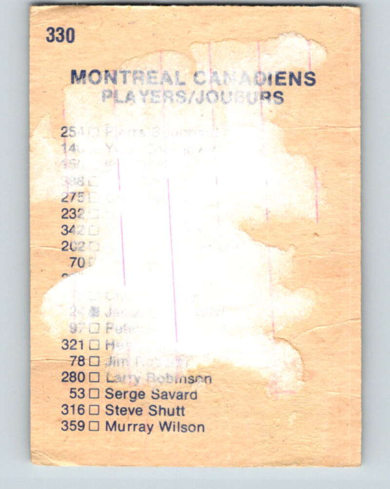 1974-75 O-Pee-Chee #330 Montreal Canadiens TC UER Montreal Canadiens V5004