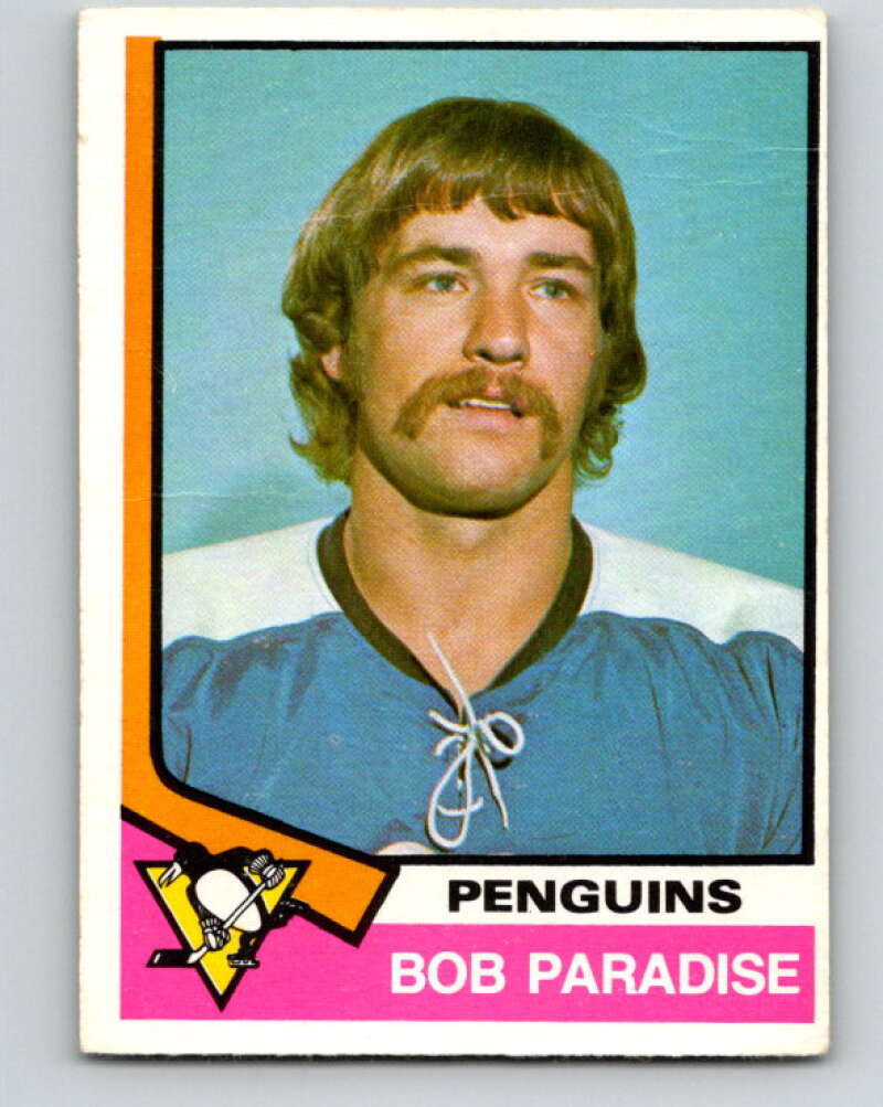 1974-75 O-Pee-Chee #343 Bob Paradise RC Rookie Pittsburgh Penguins V5027