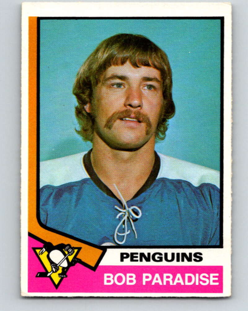 1974-75 O-Pee-Chee #343 Bob Paradise RC Rookie Pittsburgh Penguins V5028