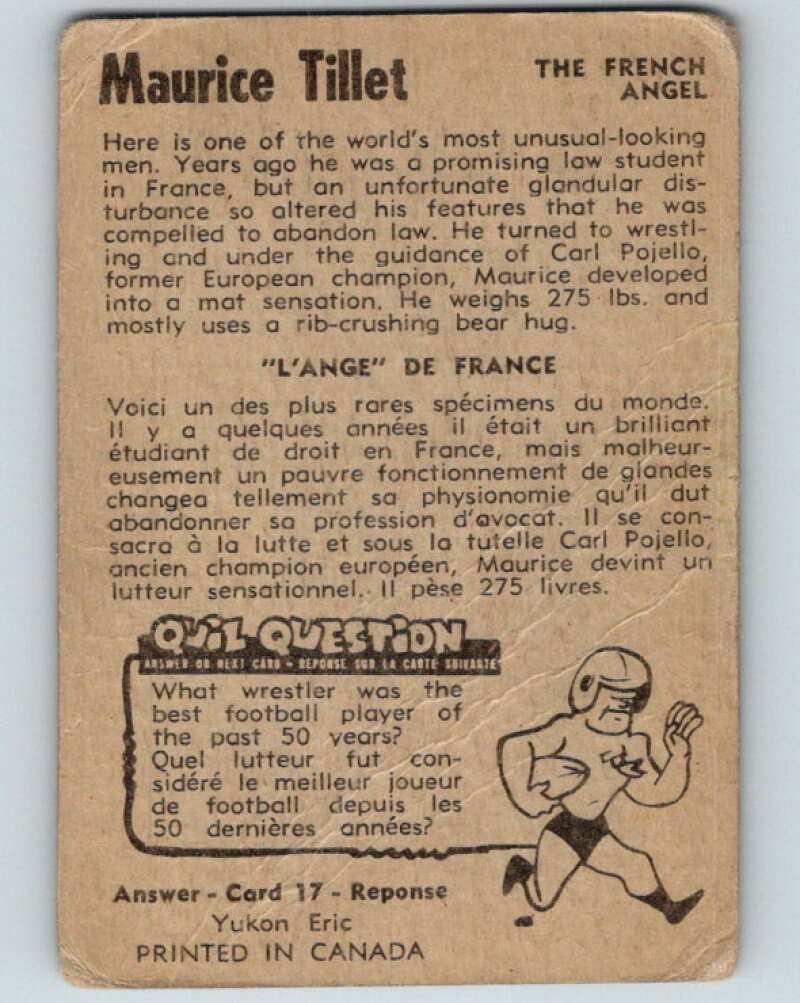 1954 Parkhurst #18 Maurice Tillet Wrestling Vintage Sports Card V5142