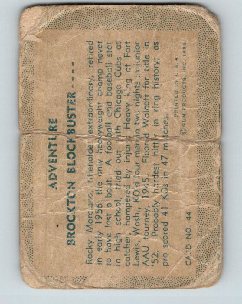1956 Adventure #44 Rocky Marciano Brockton Blockbuster Boxing V5158