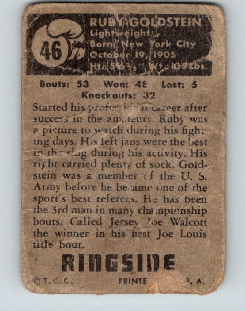 1951 Topps Ringside #46 Ruby Goldstein Referee Vintage Boxing V5165