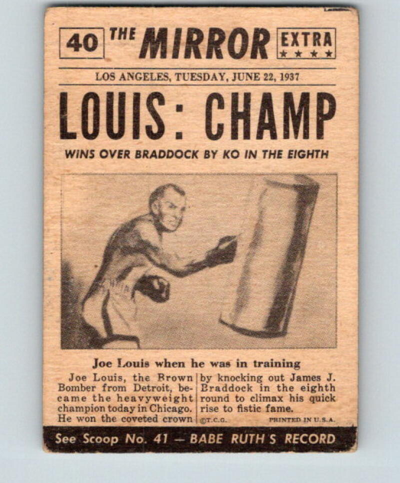 1954 Topps Scoops #40 Joe Louis New Champ Vintage Boxing V5172