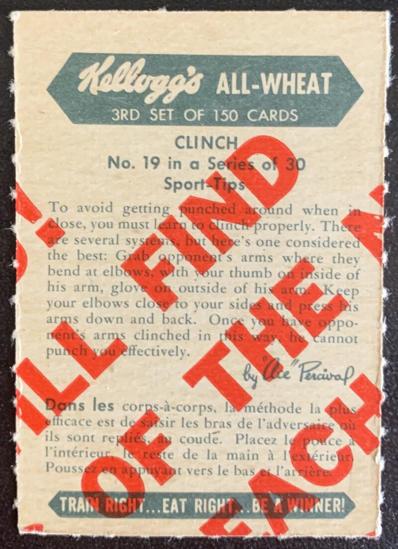 1945-47 Kellogg's All-Weat #19 Clinch Vintage Boxing V5175
