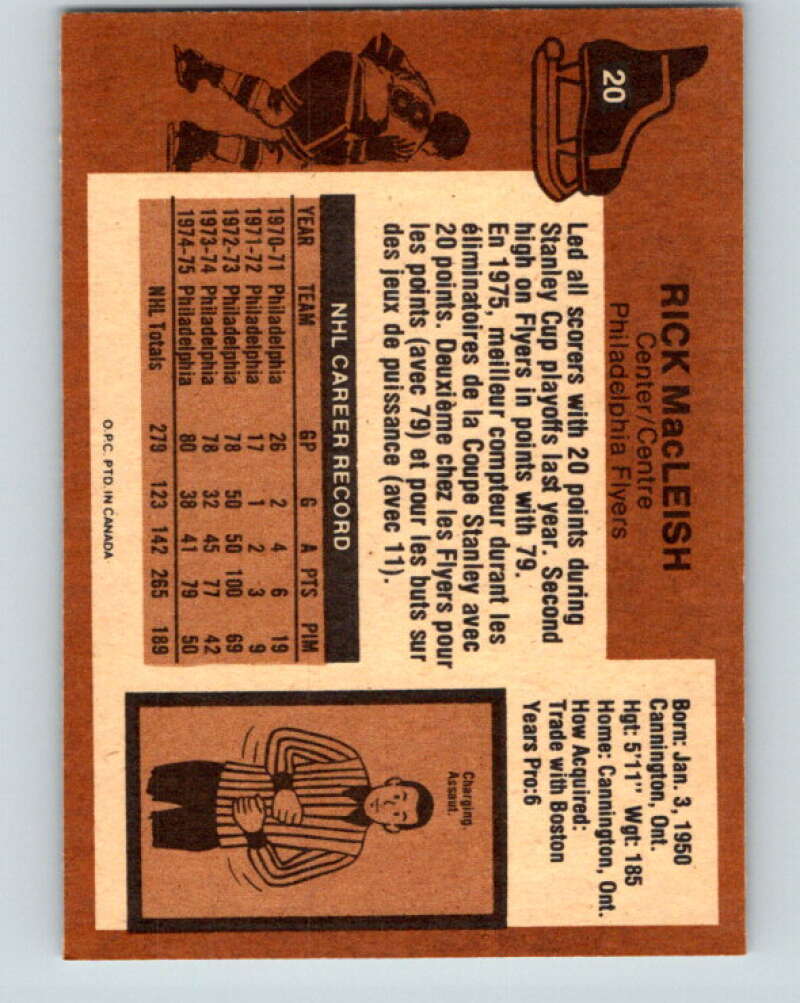 1975-76 O-Pee-Chee #20 Rick MacLeish Philadelphia Flyers V5288