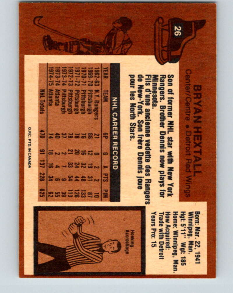 1975-76 O-Pee-Chee #26 Bryan Hextall Detroit Red Wings V5307