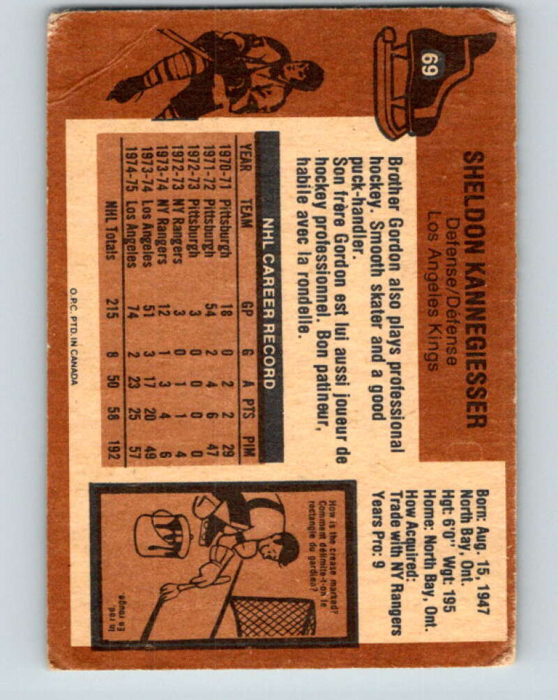 1975-76 O-Pee-Chee #69 Sheldon Kannegiesser Los Angeles Kings V5471