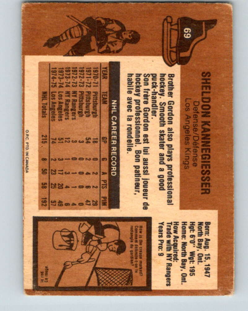 1975-76 O-Pee-Chee #69 Sheldon Kannegiesser Los Angeles Kings V5475