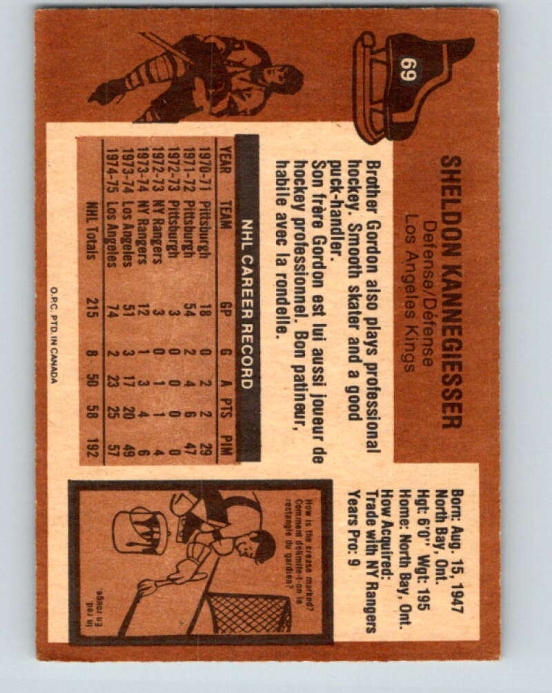 1975-76 O-Pee-Chee #69 Sheldon Kannegiesser Los Angeles Kings V5477