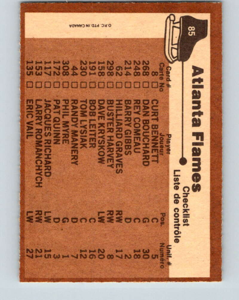 1975-76 O-Pee-Chee #85 Atlanta Flames CL Atlanta Flames V5539