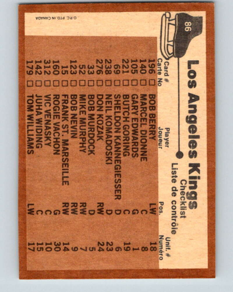 1975-76 O-Pee-Chee #86 Los Angeles Kings CL Los Angeles Kings V5540