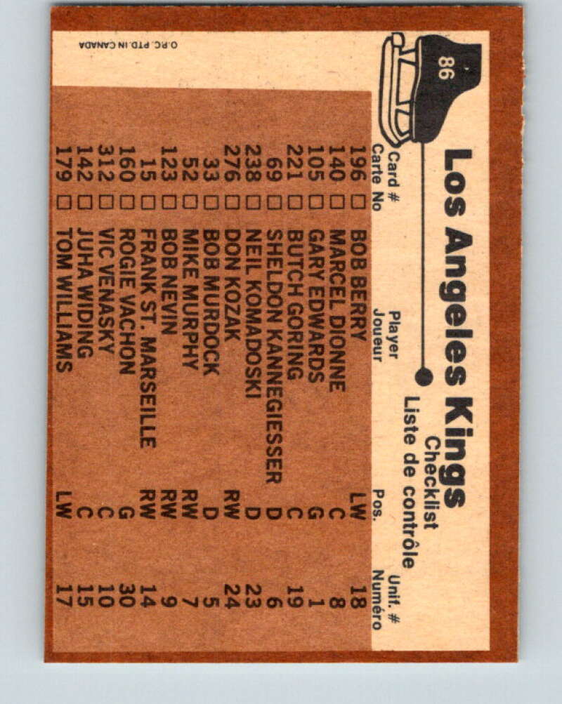 1975-76 O-Pee-Chee #86 Los Angeles Kings CL Los Angeles Kings V5541