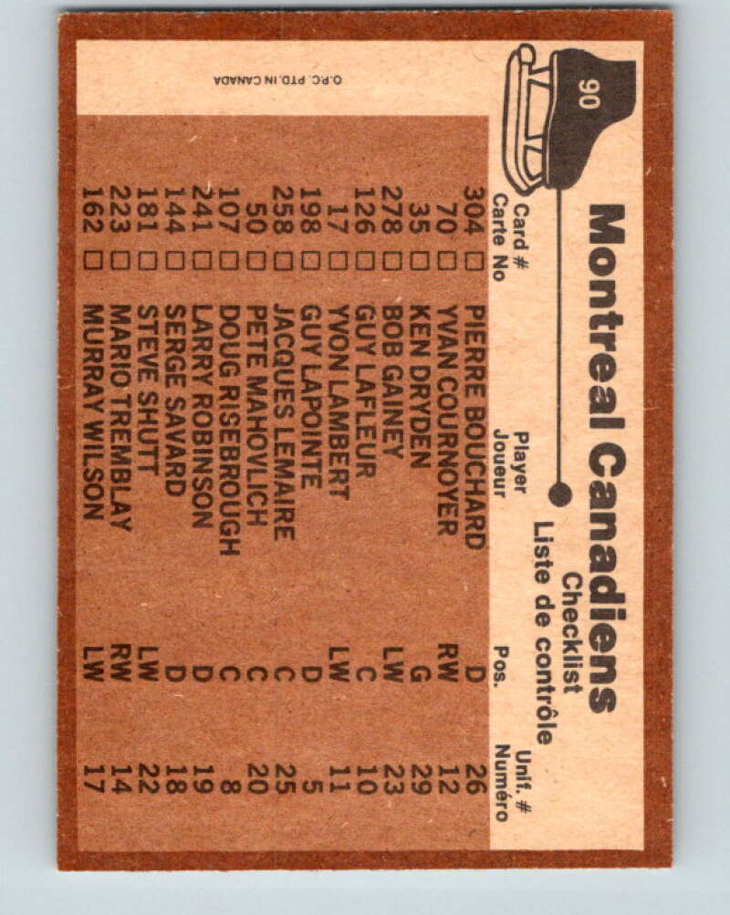 1975-76 O-Pee-Chee #90 Montreal Canadiens CL Montreal Canadiens V5567
