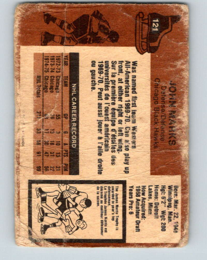 1975-76 O-Pee-Chee #121 John Marks Chicago Blackhawks V5702