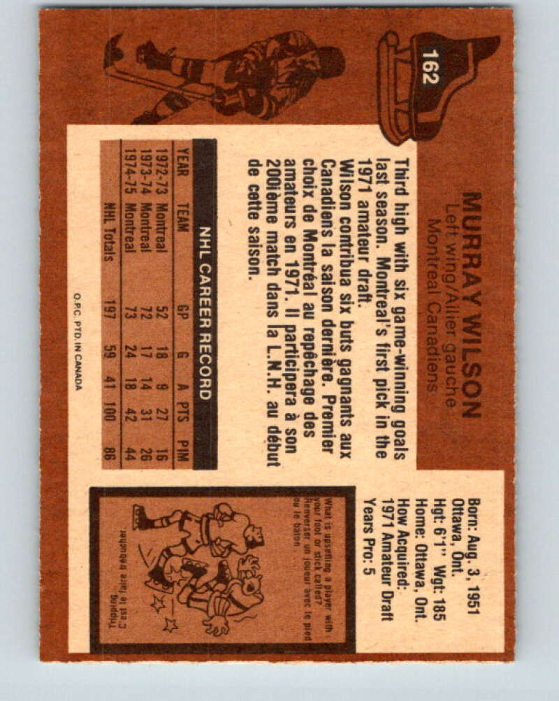 1975-76 O-Pee-Chee #162 Murray Wilson Montreal Canadiens V5887