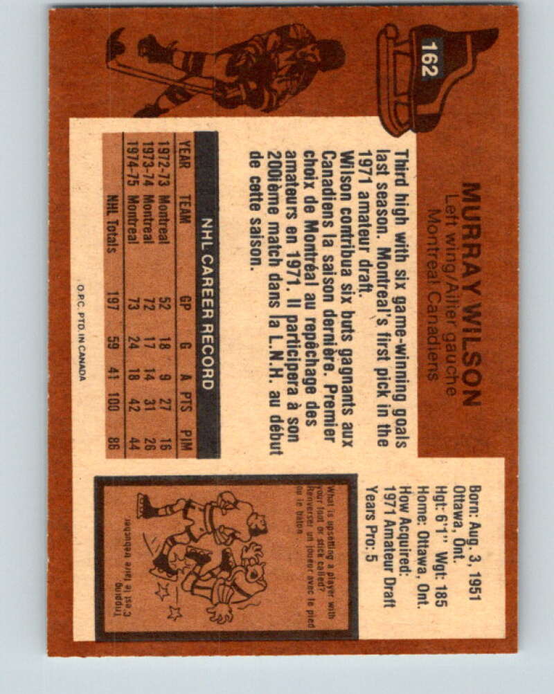 1975-76 O-Pee-Chee #162 Murray Wilson Montreal Canadiens V5889