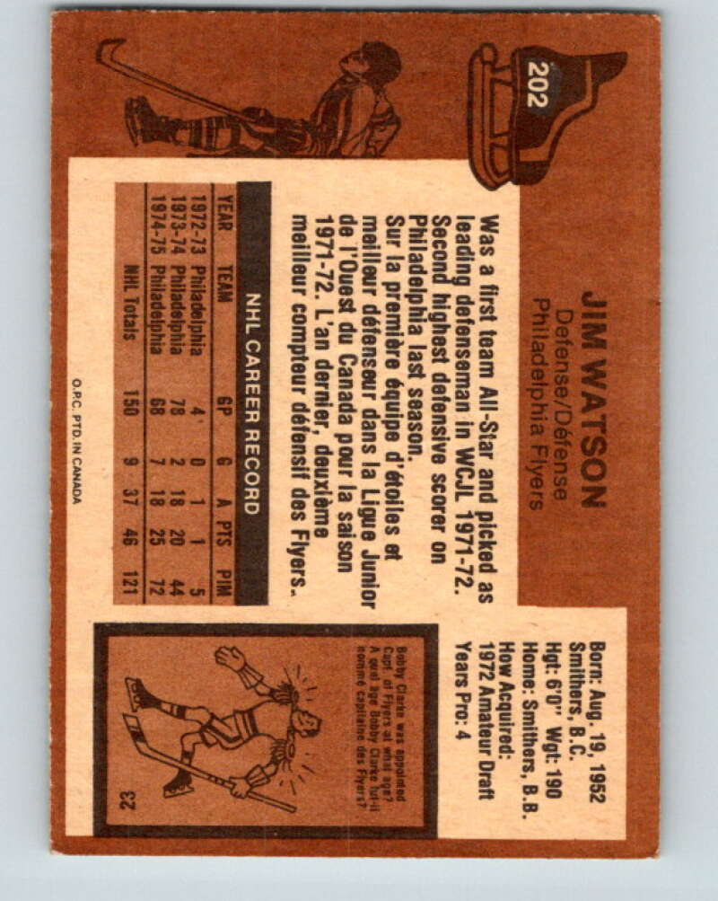 1975-76 O-Pee-Chee #202 Jim Watson Philadelphia Flyers V6050