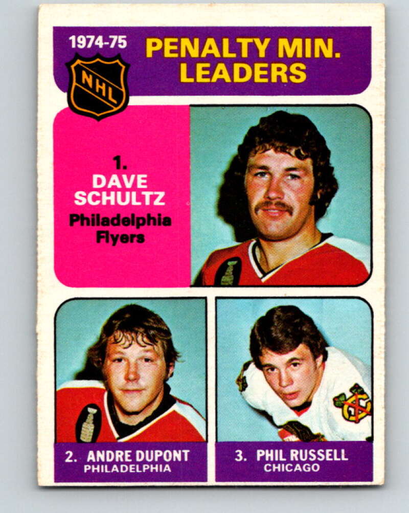1975-76 O-Pee-Chee #211 Dave Schultz LL Philadelphia Flyers V6095