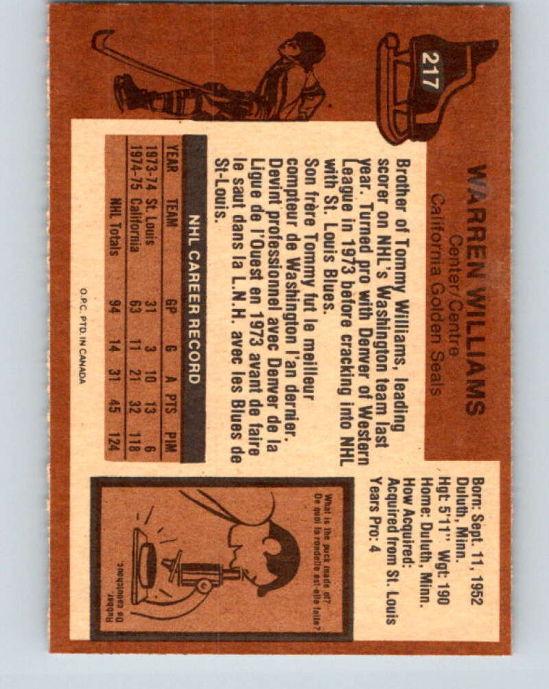 1975-76 O-Pee-Chee #216 Jocelyn Guevremont Buffalo Sabres V6117